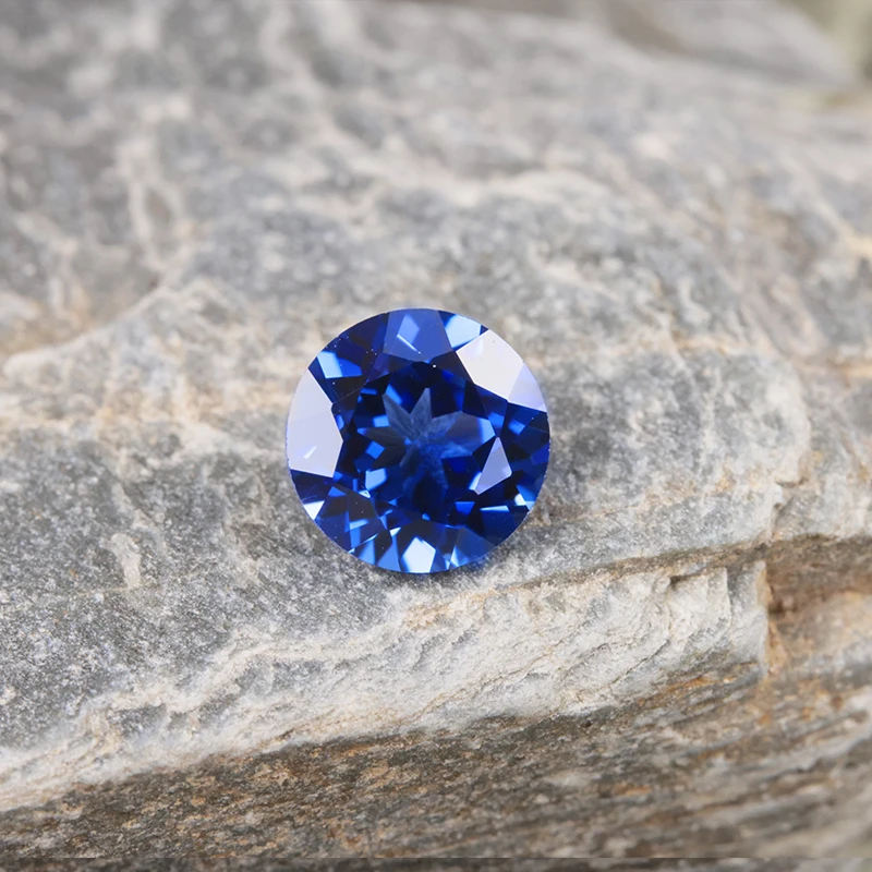 Blue color Round Lab Sapphire Gemstones AGL Certified Fine Jewelry Loose  gems 5A Grade Lab Grown Sapphire
