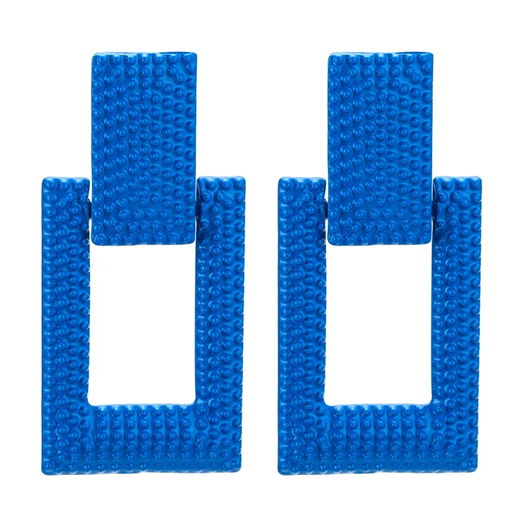 
European and American boho fashion vintage gold popular hot sale statement big square bump alloy jewelry earrings for women 