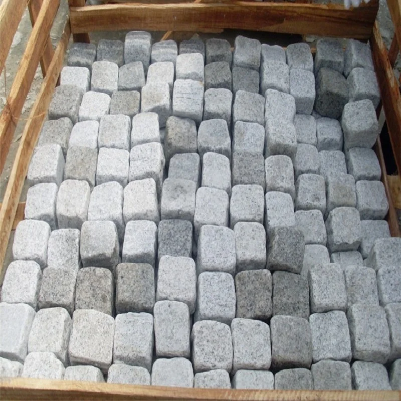 Outdoor grey quarry cobble tumbled granite for car parking stone floor tile