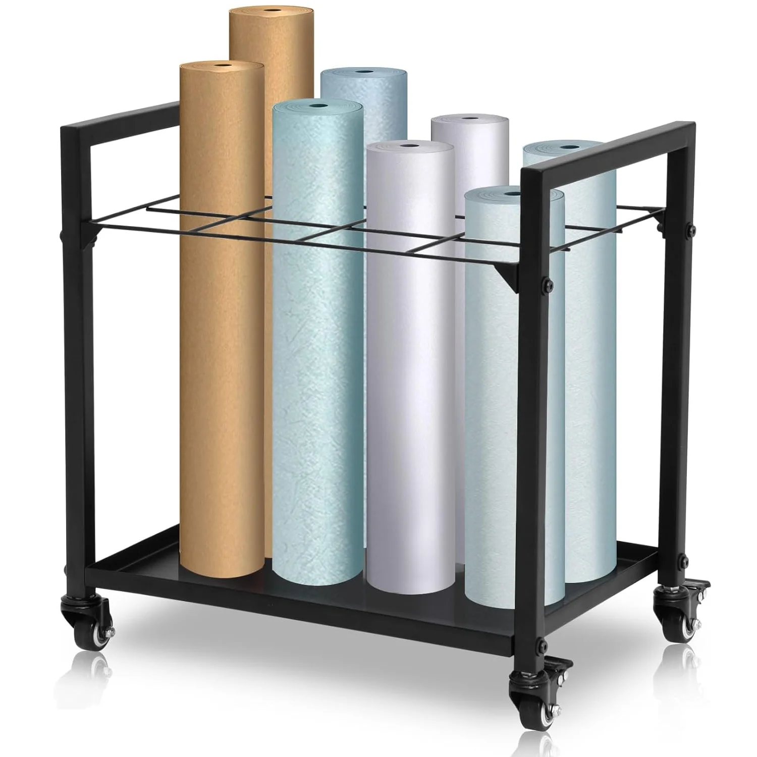 12 Slots Blueprint Storage Rack Roll File Holder Metal Blueprint Storage Cart