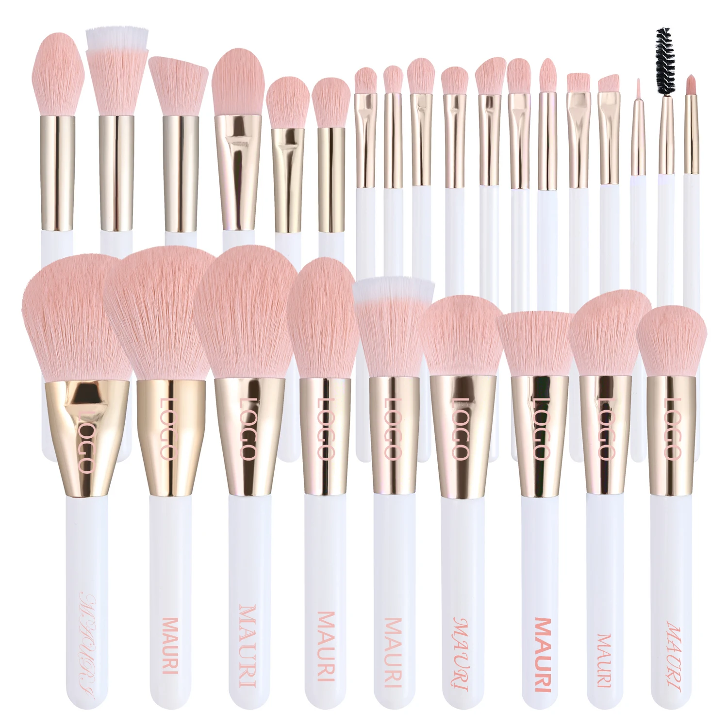 2023 Mauri High Quality Pink 27/10/5pcs Makeup Brushes  Private Label Custom Logo Professional Set