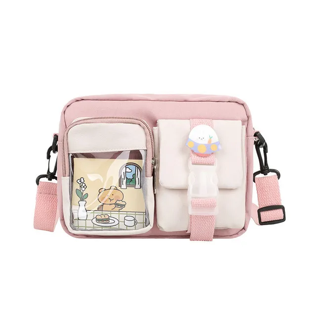Japanese Style Kawaii Bag Girls Student Small Nylon Bag Transparent Women New Shoulder Bag