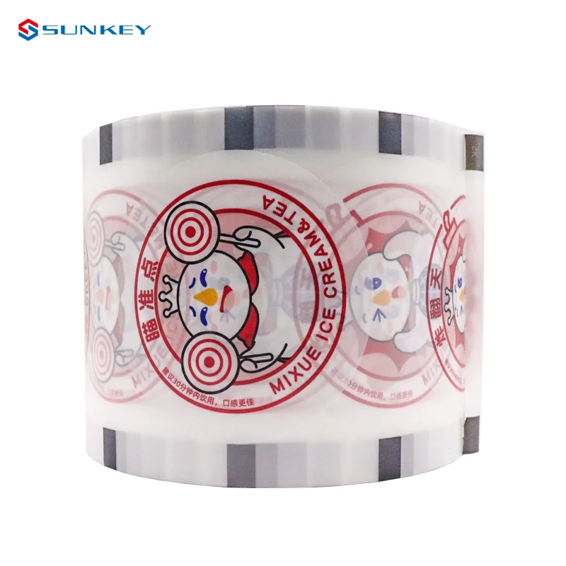 Printed heat seal plastic roll paper custom cup sealing film for jam cups
