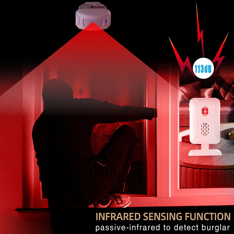 Door Entry Multi-function Anti thief Motion Sensor Security Light Alarm Wireless Doorbell Works With Battery Long Distance