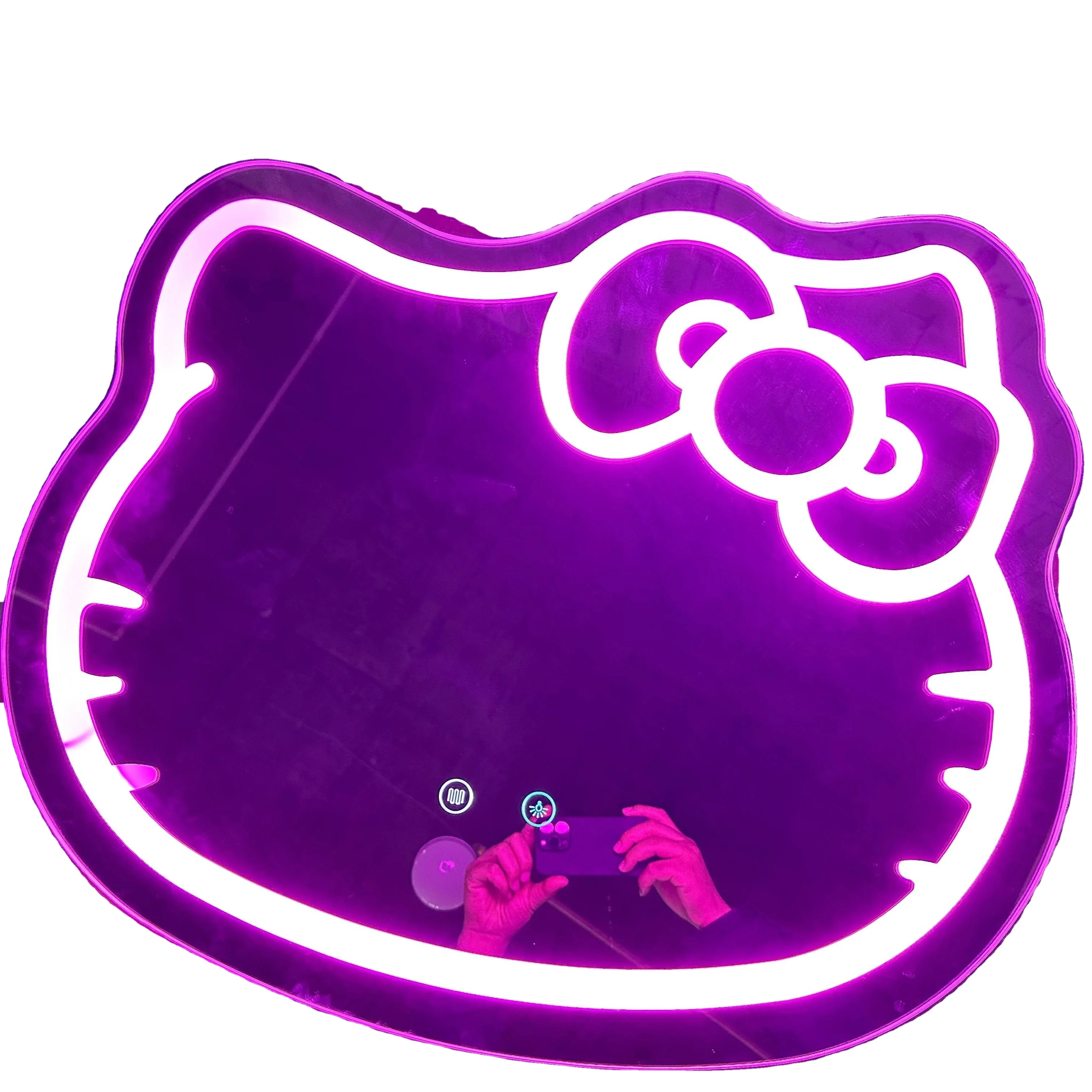 Hello Kitty умное зеркало для ванной комнаты Светодиодная лампа сенсорный экран Настенное подвесное нестандартное макияжа туалетный столик заполняющий свет
