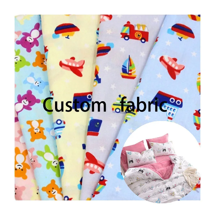 Factory direct custom textile woven cartoon print poly micro microfiber kids bed sheets fabric