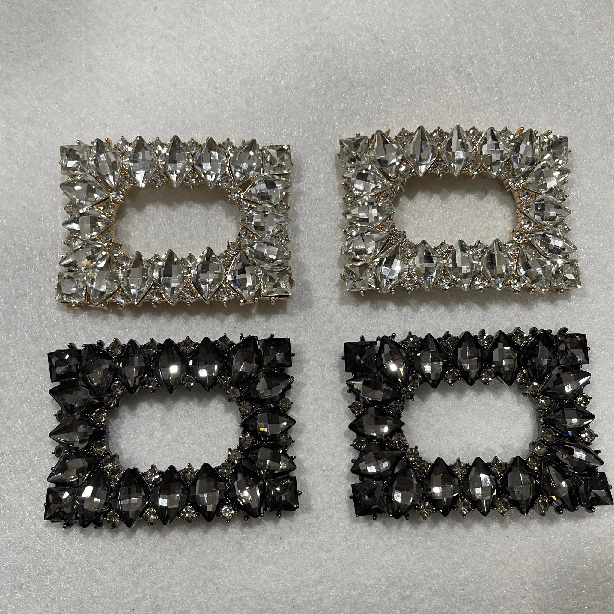 Fashionable Factory Rectangle Glass Rhinestone Shoes Buckle for Wedding Shoes