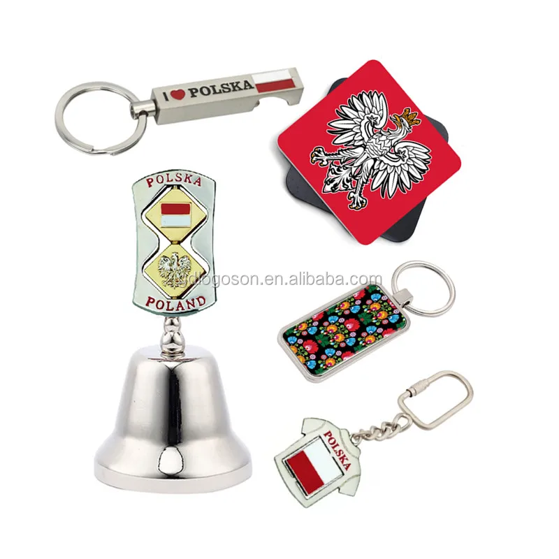Polish Wycinanki Keychain Engrave Metal Poland Souvenir Warsaw Charms Dinner Bell Flag Poland Souvenir Fridge Magnets