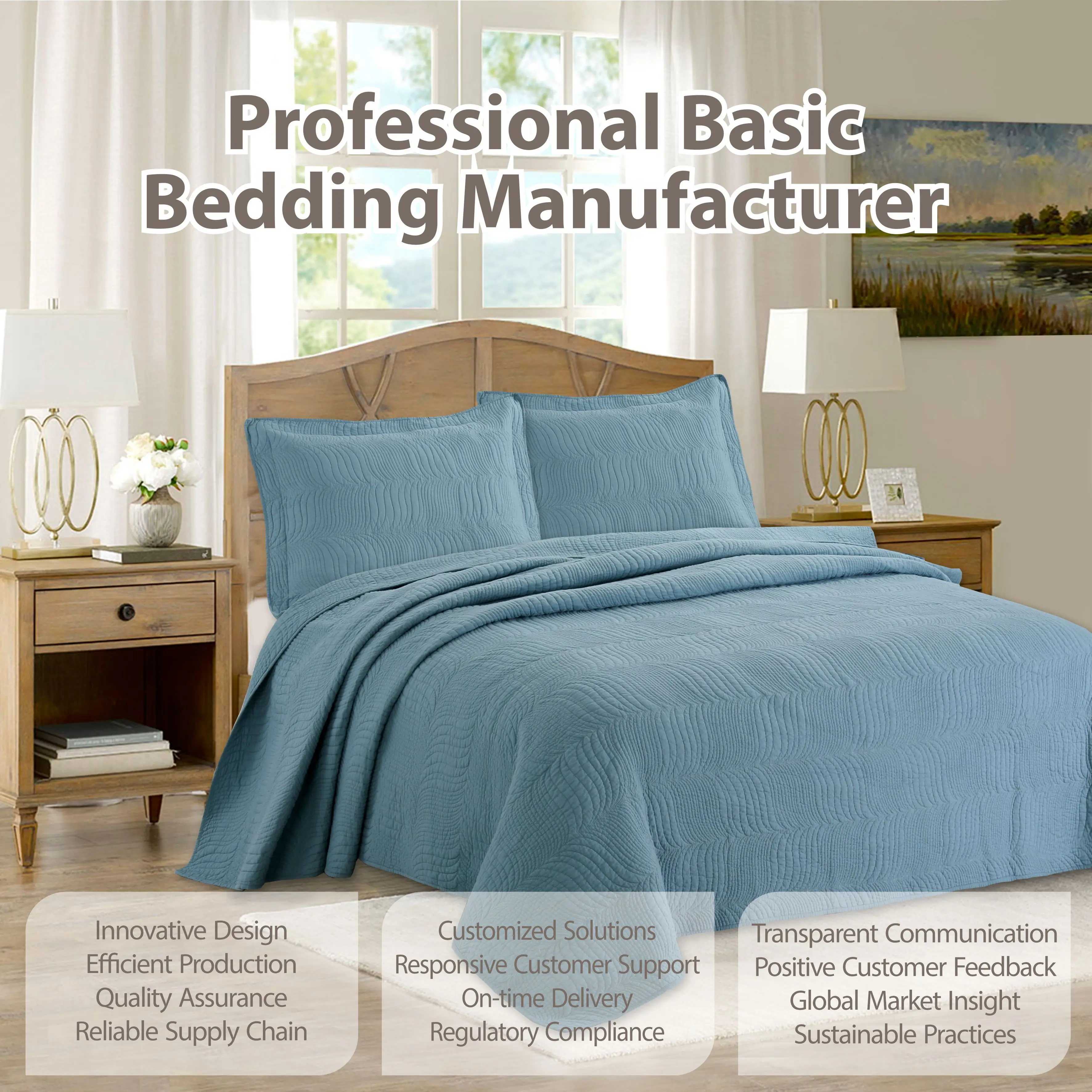 Besta Hot Sales in Eastern Europe Manufacturer Professional Quilted Bedspread Bedding Set
