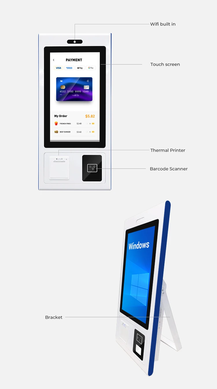 High-Performance Self-Service Kiosk with NFC Payment and Queue Management for High-Volume Restaurants