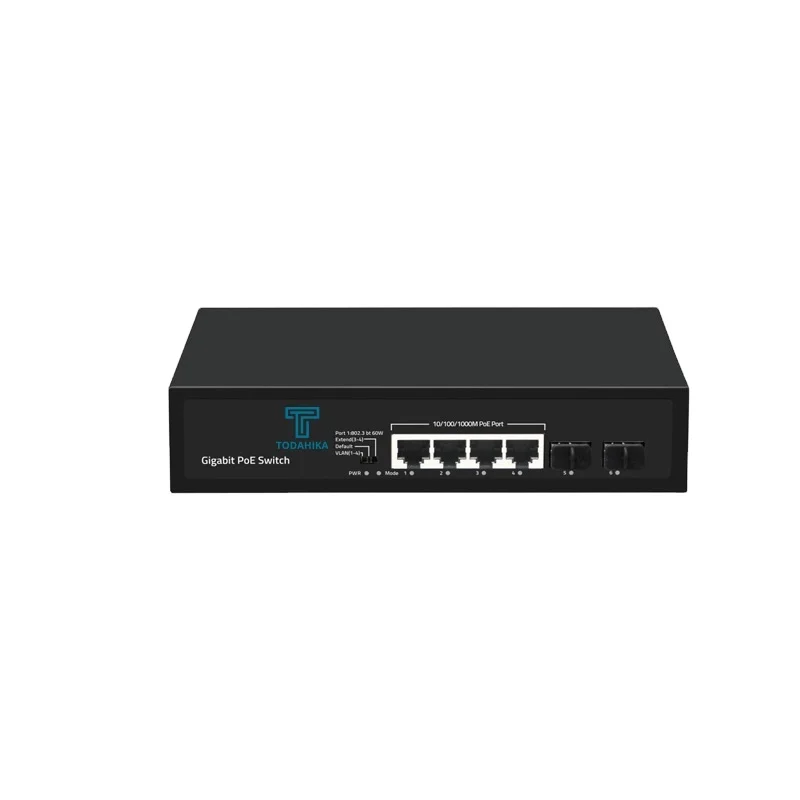 CE EAC 120w 2 x Gigabit SFP and 4 x 10 100 1000Base-T PoE Port Unmanaged Ethernet POE Switch