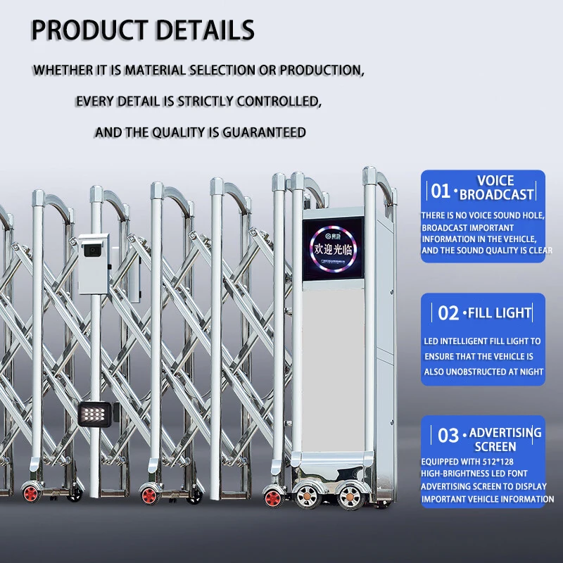 Hot sale retractable gates sliding door motor gate aluminum trackless folding gate by motor operated