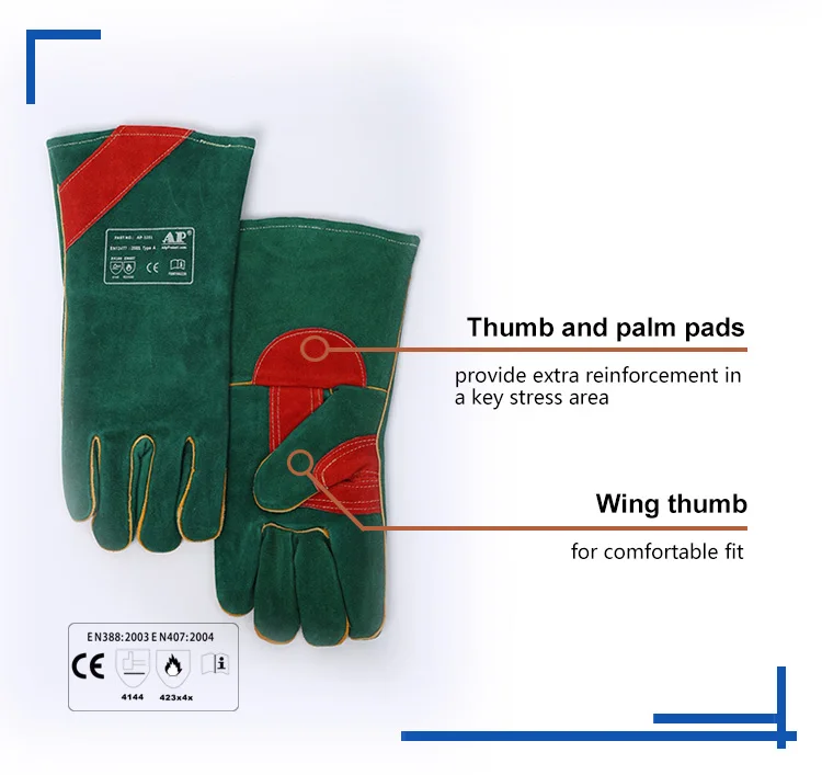 AP-3201 OEM Split cowhide leather gloves for mig welding heavy duty  abrasion heat resistiant welding gloves