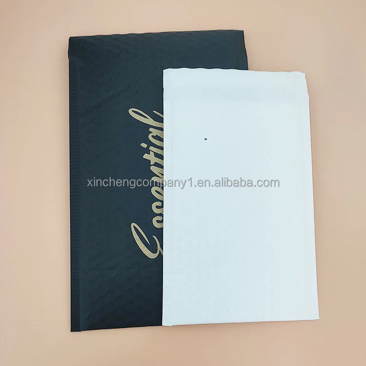 Custom logo mailing bag black meta recyclable bubble shipping bag with bubble