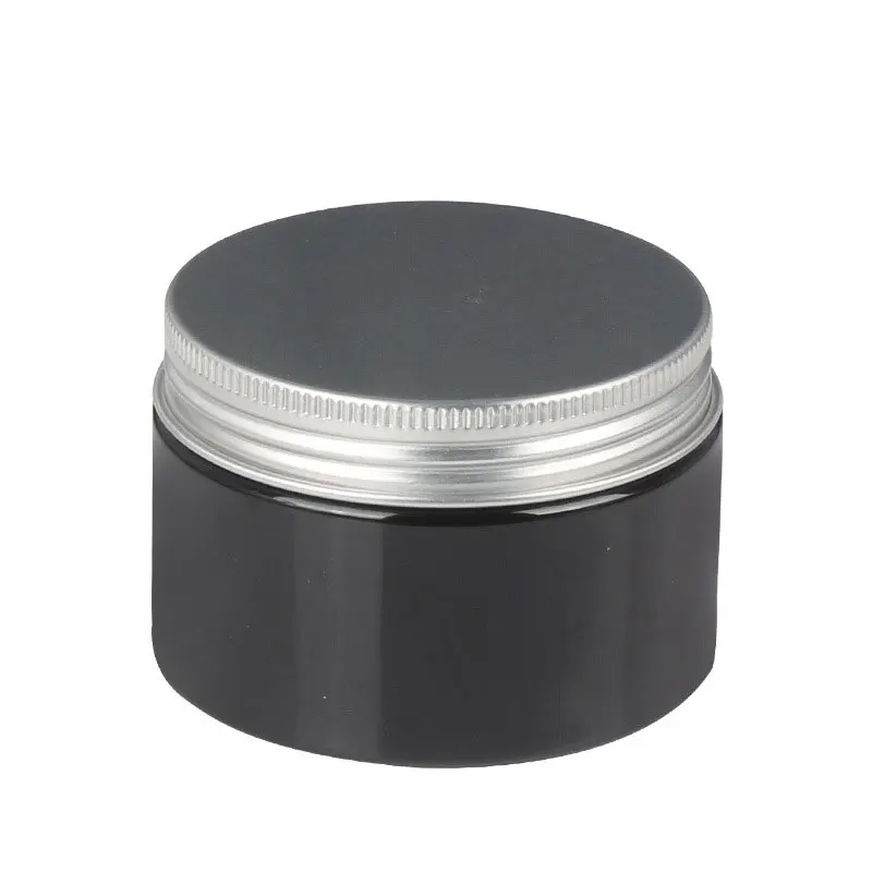 
in stock pet black plastic jars 200 ml with aluminium lid 