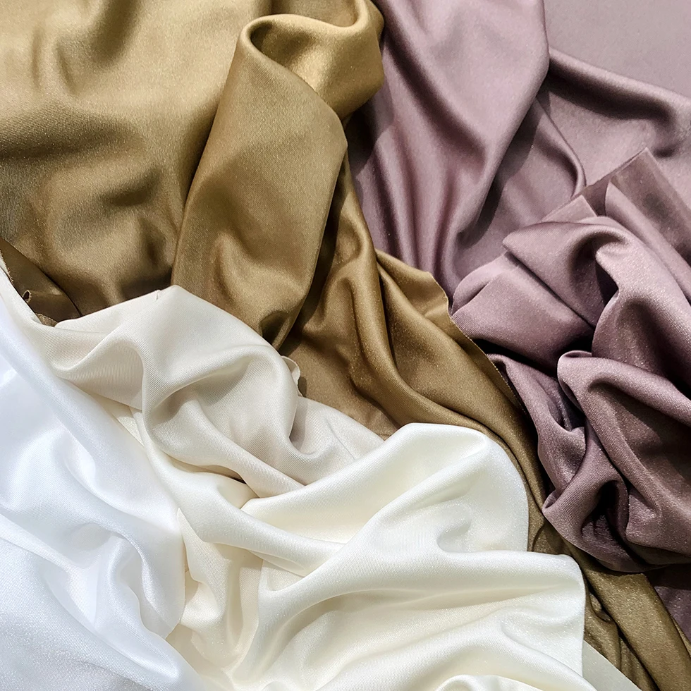 Easy care various color durab quick dry breathable knit shiny satin fabric textile