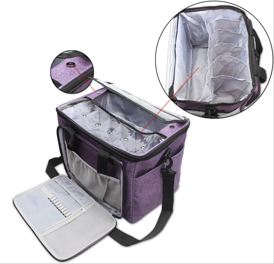 New Design Portable Large Capacity Knitting Yarn Crochet Hooks Storage Bag Wool Polyester Trapezoid