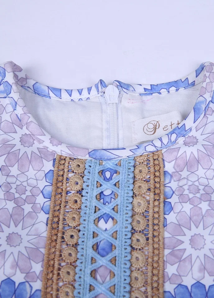 OEM Pettigirl kids party wear frocks smart casual light blue dress for girl kids