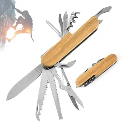 Christian Gifts for Men Lord is My Strength Engraved Dark Wood 6 Function Pocket Knife Outdoor Adventure Survival Knife