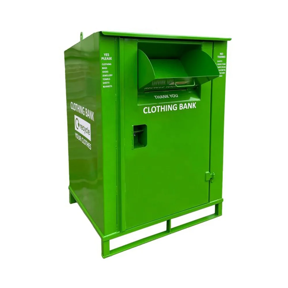 Sodor Manufacture Free Design Cost Project Steel Donation Recycle Bin Clothing Drop Large Capacity Recycling Bin for Charity