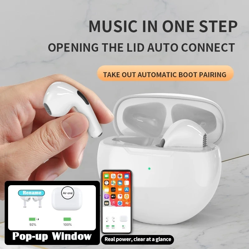 Pro6 ProB Hifi Stereo 5.0 BT Wireless Earphone Noise Canceling TWS 2021 New Headphones For iPhone Android