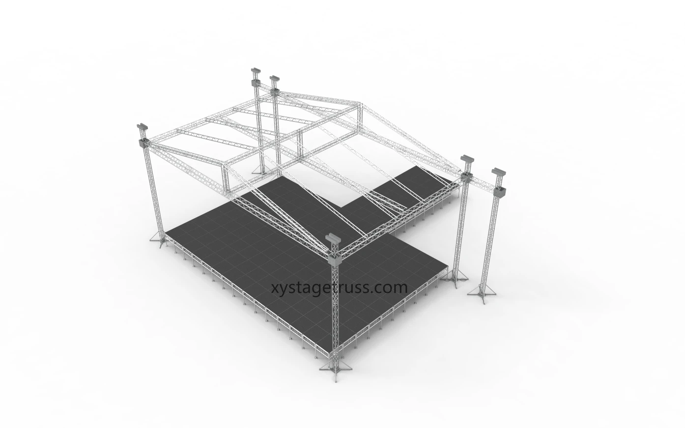 High Quality Large Aluminum Truss Roof Wooden Stage with Lifting Tower