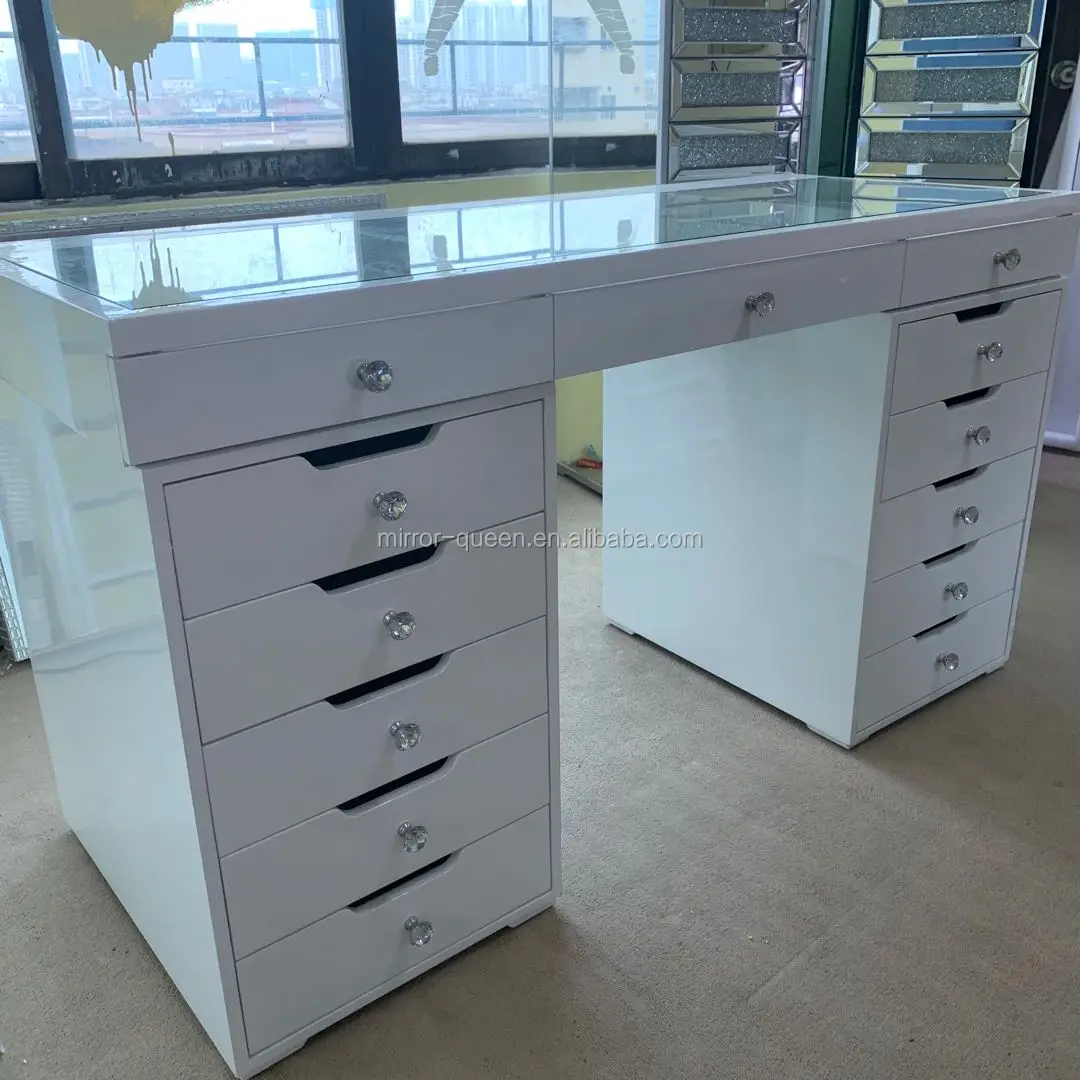 USA UK Top Hot Sale 13 drawers Women Lighted Makeup Vanity With Large Mirror Girls Princess Bedroom Dressing Table