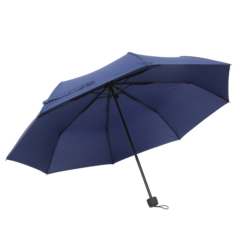 Wholesale Custom logo print 8k Anti UV Waterproof Three folding Umbrella with Manual Control Plastic Handle Chinese Manufacturer