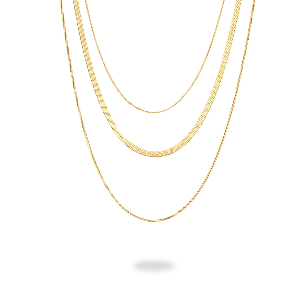 INS hot sale snake chain choker necklaces 18K PVD gold plated stainless steel three layer necklace jewelry factory wholesale