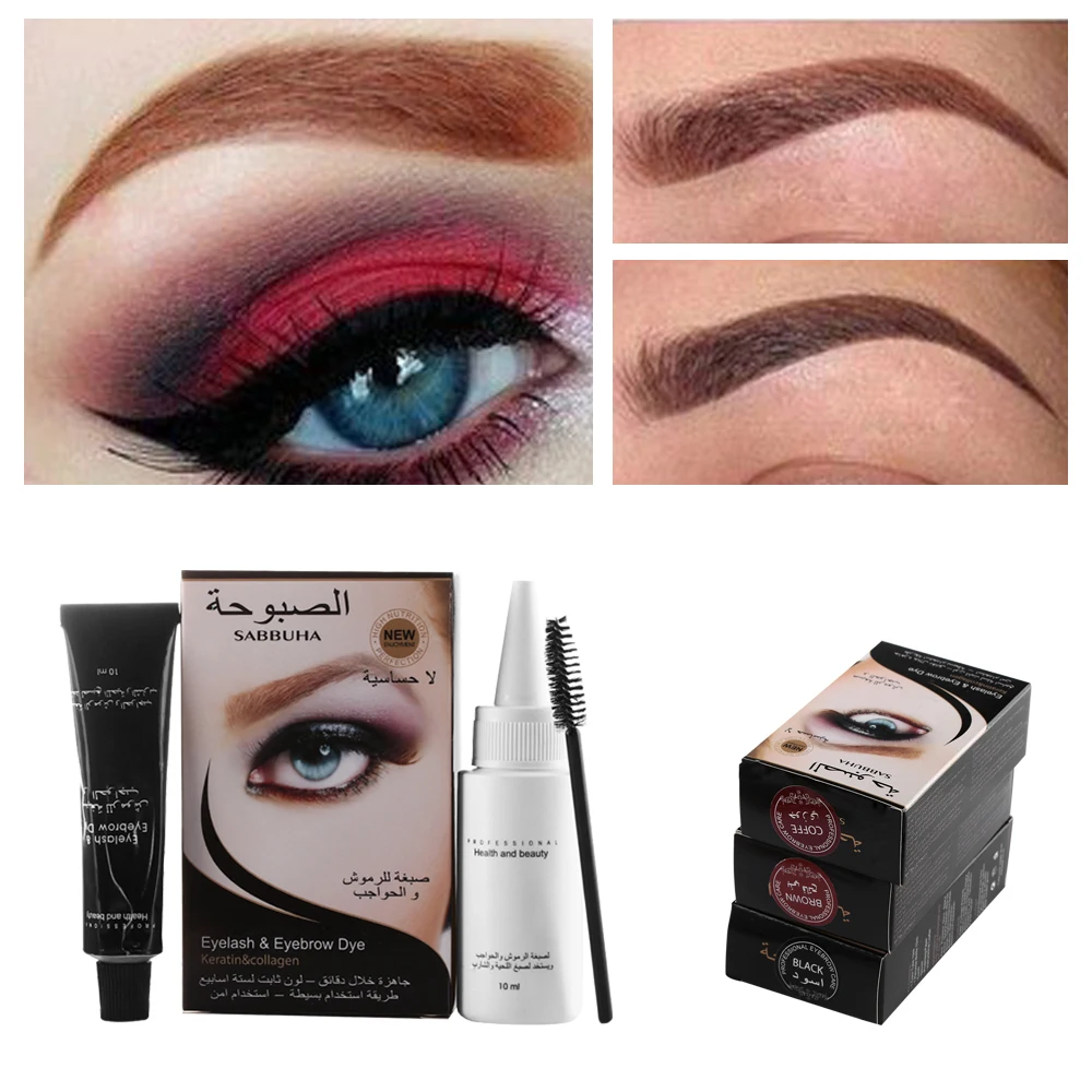 Eyelash Eyebrow Dye Tint Gel Waterproof Permanent Mascara Brow Lashes Comb Brush Set Eye Brow Cream Brush Kit