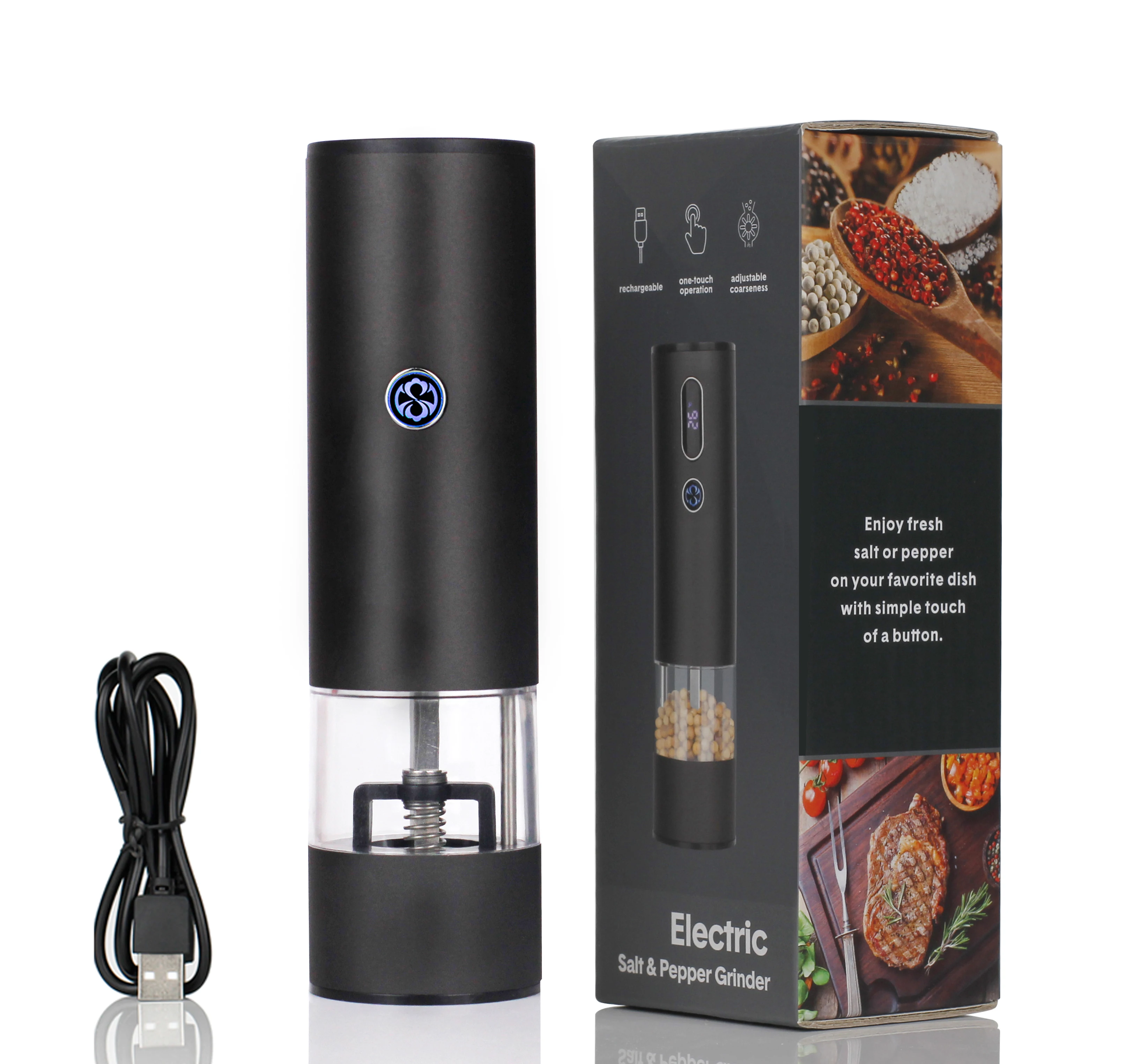 Электрическая мельница для перца и соли, перезаряжаемая банка с одним датчиком, подарок для женщин