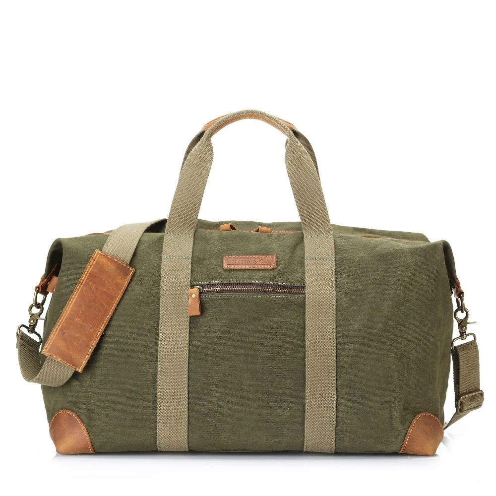 Винтажная сумка из вощеной кожи и холщовой ткани, дорожная сумка Holdall, дизайнерская сумка для выходных и спортзала