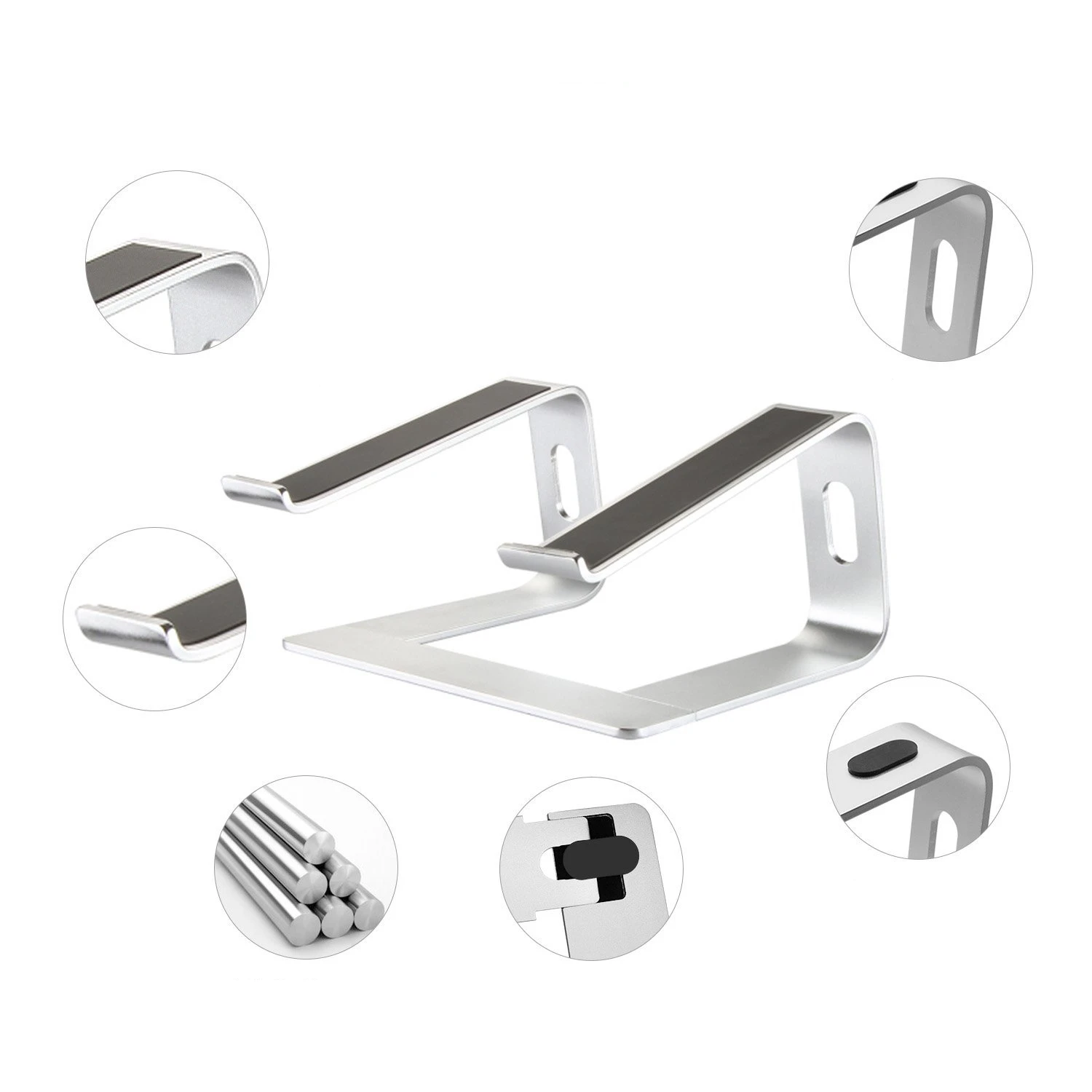  Aluminum Alloy Laptop Stand for Desk Detachable Computer Notebook Holder Ergonomic Riser Portable