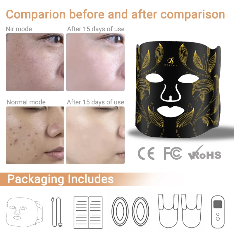2024 New OEM ODM Portable Red Light Therapy Device Beauty Silicone LED Facial Masks LED Face Mask