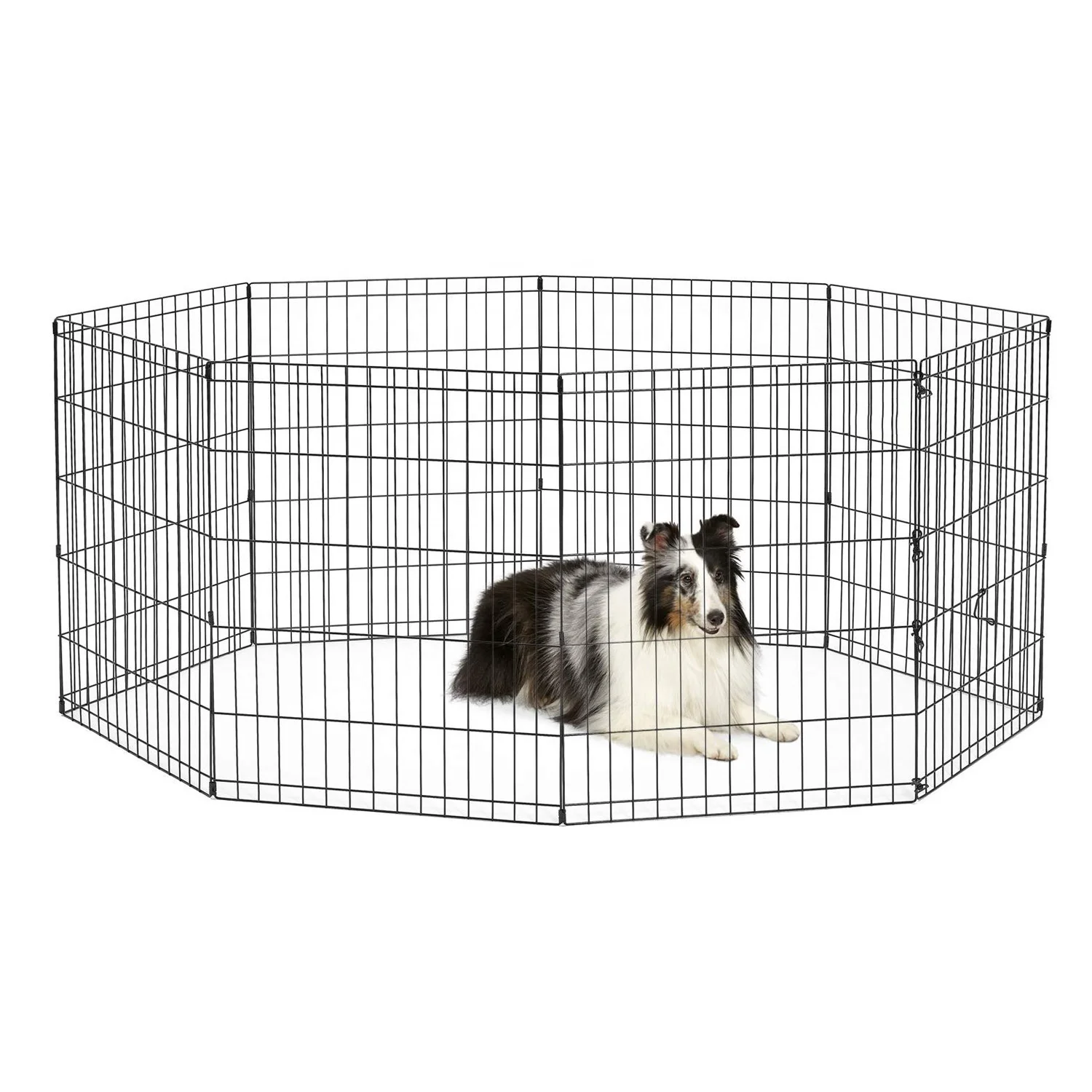 Foldable Metal Playpen and Exercise Pen for Dogs and Pets, with Door, 24 in, Black, Square,Round
