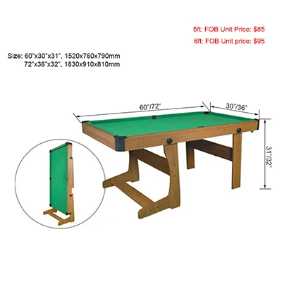 SZX Cheap Mini 5ft 6ft 3 In1Pool Billiard Table with Tennis Dining Folding