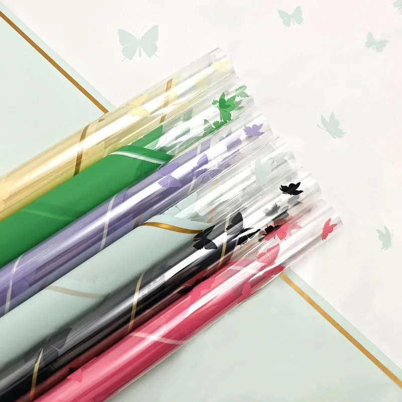 Waterproof Flower Wrapping Paper with Butterfly Pattern Floral Bouquet Packaging Paper for Wedding Gift DIY Craft Paper