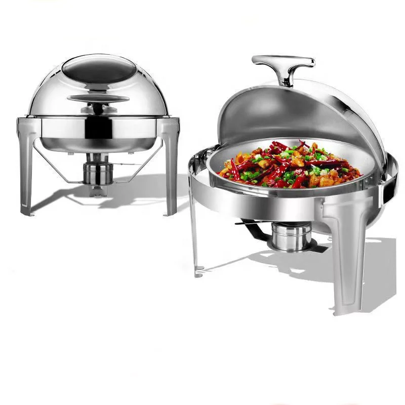 Zhongte Small Roll top Round Chafing dish buffet fuel heater food warmer dish set