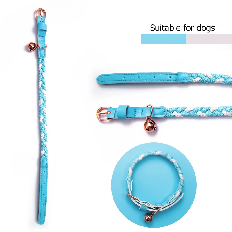 Оптовая продажа, тканая веревка, дизайнерский поводок для домашних животных, Изящные Роскошные милые ошейники для домашних животных, ошейник для кошки