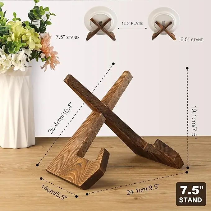 Wooden Plate Stands for Display  Picture Frame Stand Decorative Plaque Easels Stand for Display