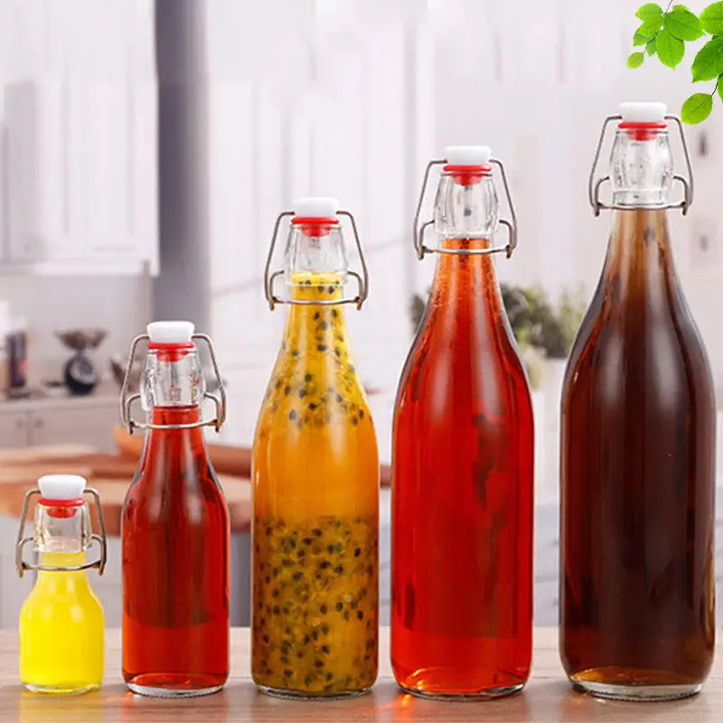 Swing Top Clear Glass Brewing Bottles 60ml 150ml 250ml 500ml 750ml 1000ml Capacities Beverage Screen Printing Surface Handling