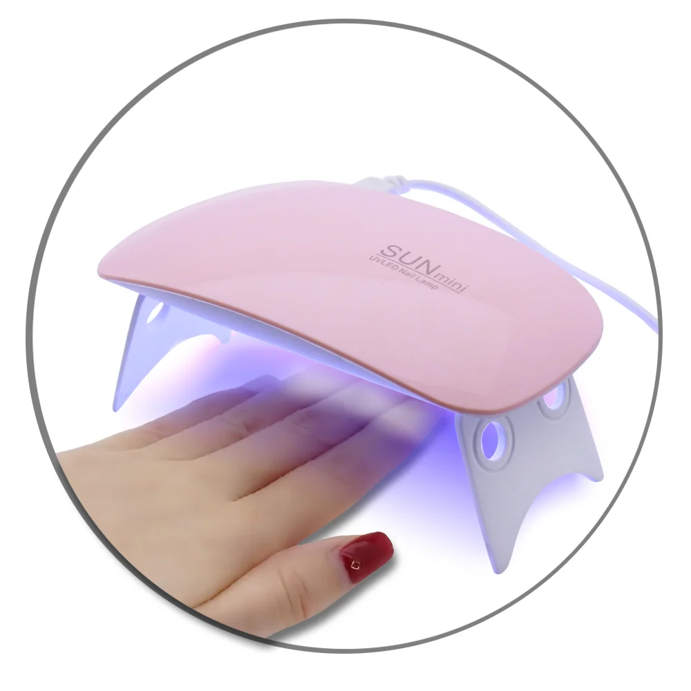Flexible Pink Mini Sun Uv Portable Usb Interface Uv Lamp Nail Set With Gel Led Nail Lamp