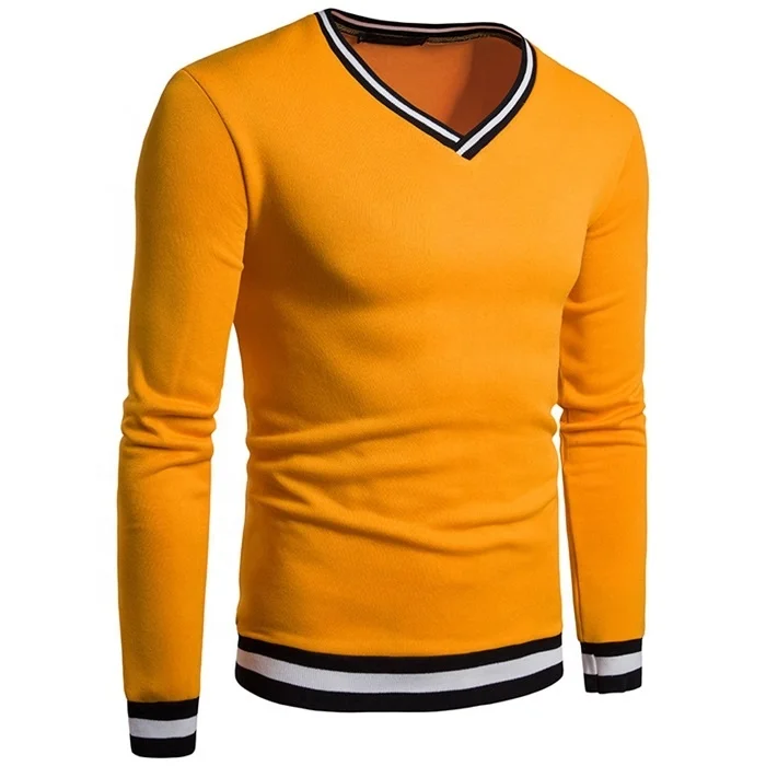 
Мужской трикотажный пуловер с V-образным вырезом и длинным рукавом 