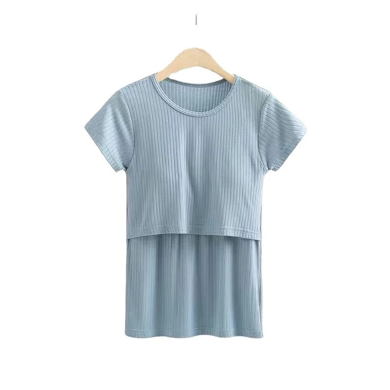 Autumn Clothing Pregnant Women Short Sleeve Tank Top Breastfeeding Clothing Outgoing Top T-shirt Half Sleeve Outgoing