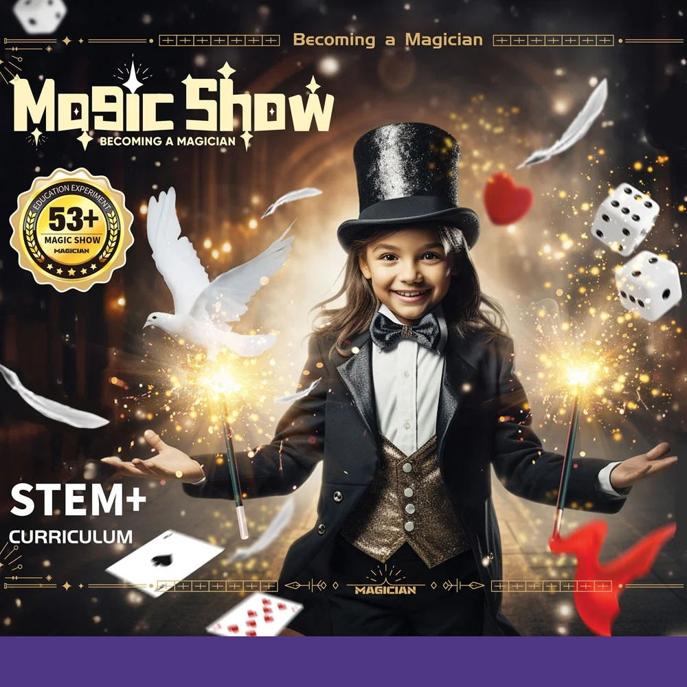 Kids magician toy set 53+/74+ magic show amazing magic trick with props & instruction manual for children learn the art of magic