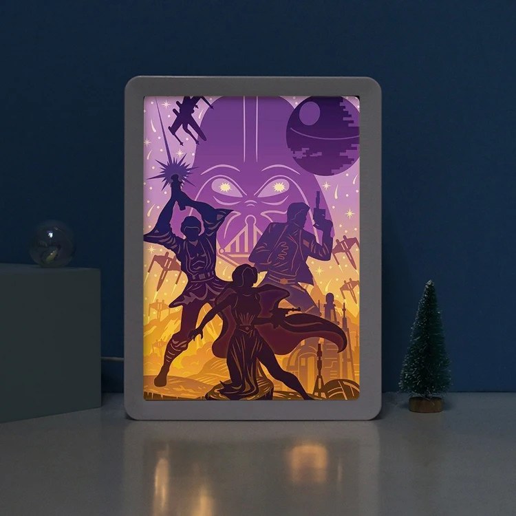 Movie Light Box Luxury Home Decoration UBS LED Lamp ABS Frame Rectangular Star War Style 3D Paper Cut Art Gift Items