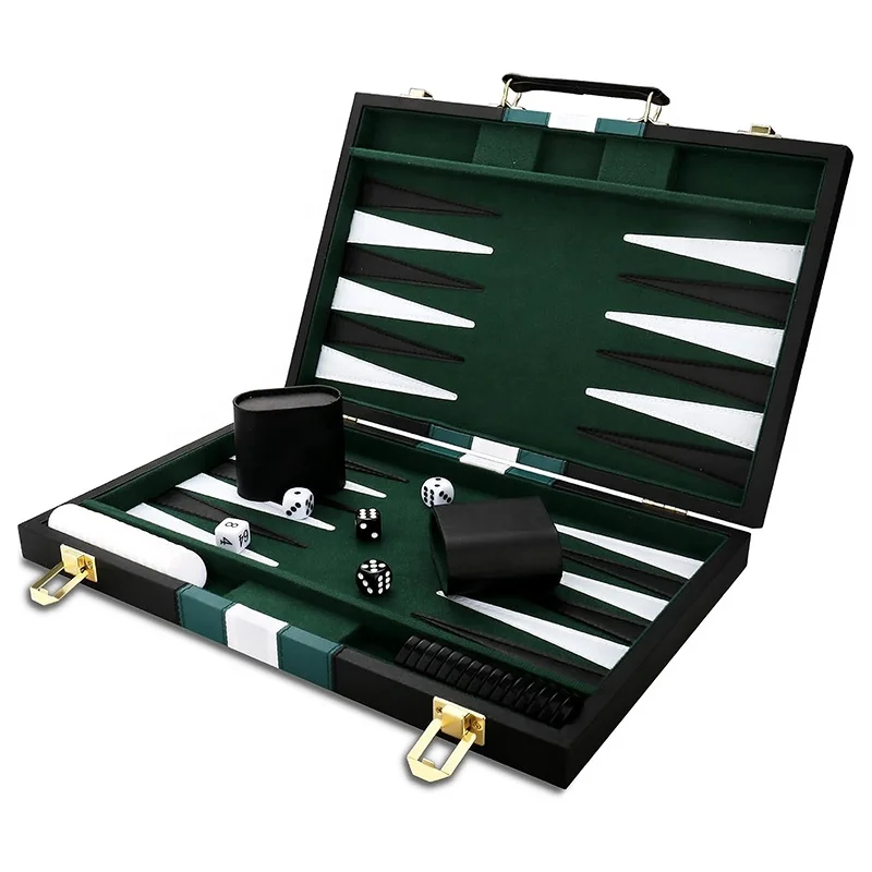 Portable Travel Strategy Backgammon Game Set vinyl leather backgammon set