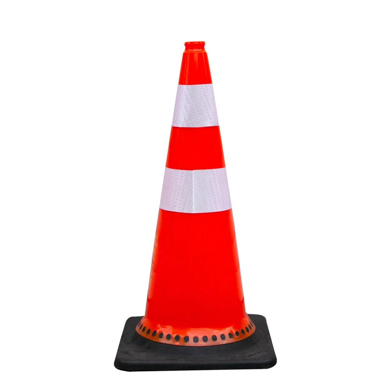 High Quality 75cm Orange Flexible PVC Traffic Road Cones With Rubber Base