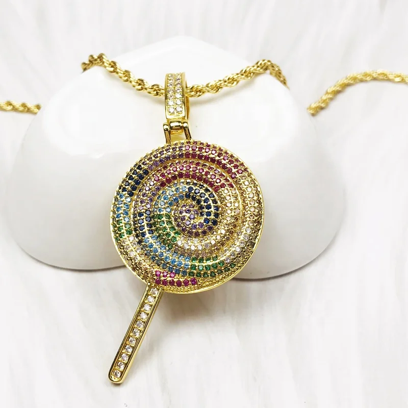 
18k Gold Plated Best Quality No Fade Color Lollipop Jewelry Charms Pendant Fashion Jewelry 