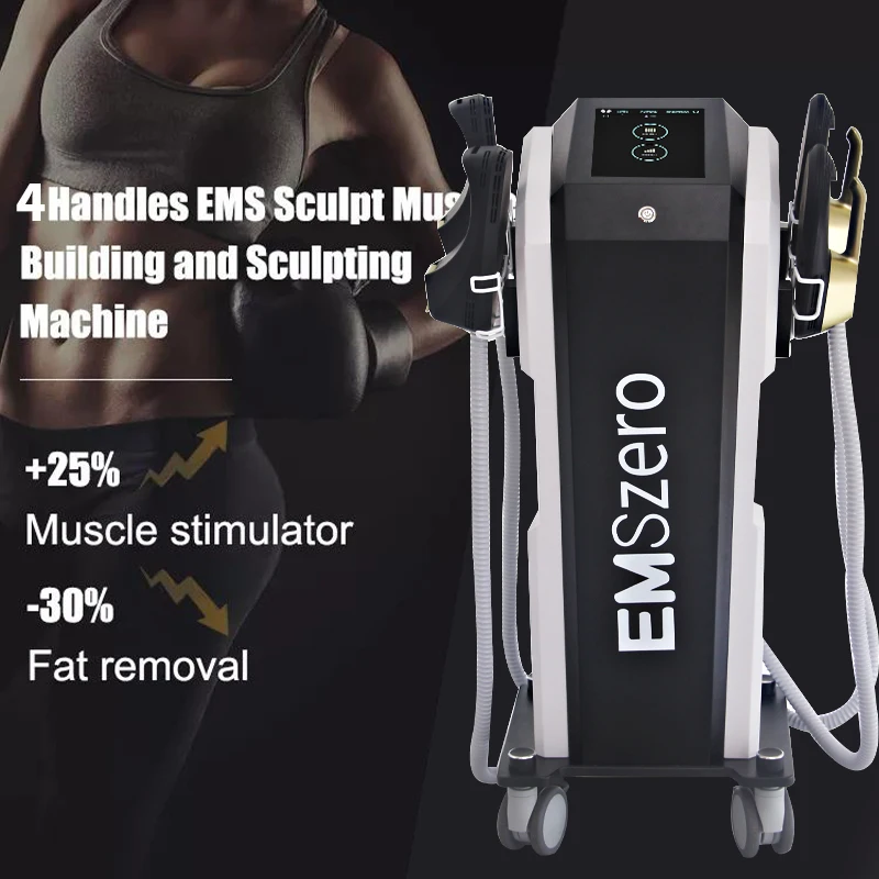 Factory supply electronic stimulator for muscle belt 4 handles rf ems stimulator body vibro massager pads home salon use